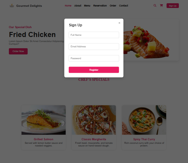 A Restaurant Website Using Html & Css